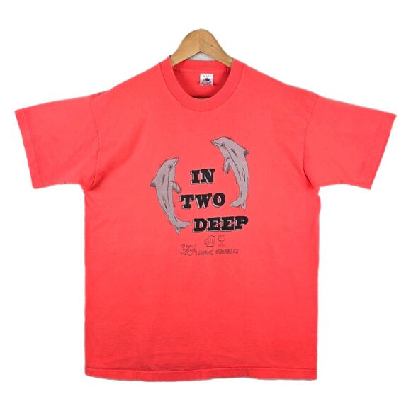 Vintage Dolphins In Two Deep Shirt Size XL Saba Dutch Caribbean USA Made Single - Picture 1 of 9